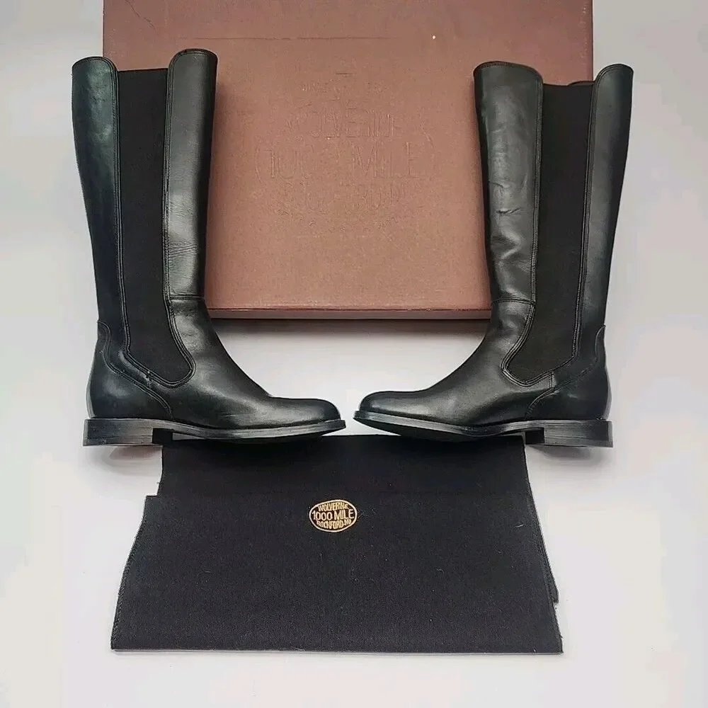 Wolverine Riding Boots Darcy Black Leather Low Heel Women Sz 6 Tall Knee